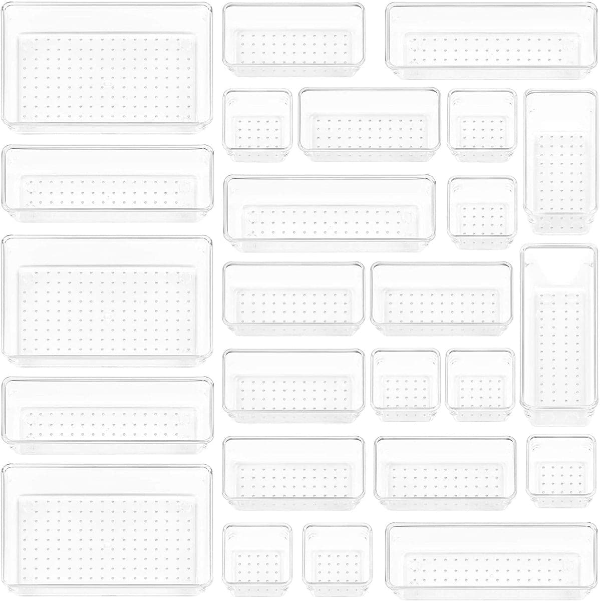 Vtopmart 25 piece clear plastic drawer organizers set