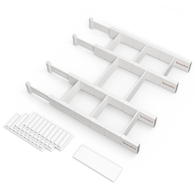 SpaceAid bamboo adjustable drawer dividers