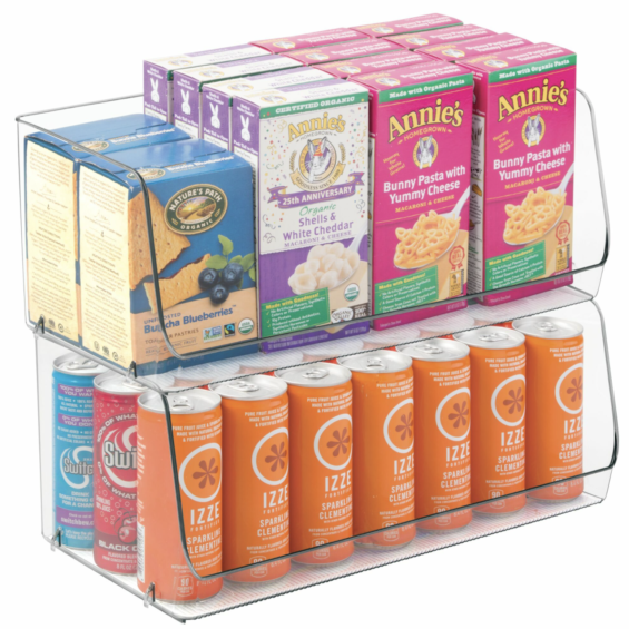 mDesign stackable pantry storage bin with open front